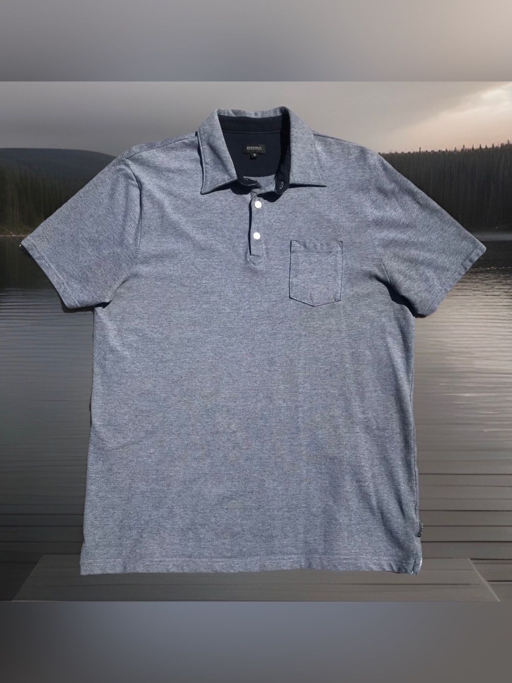 Buffalo David Bitton Polo Mens S Gray Stretch Cotton Golf Casual Pocket EUC
